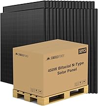 SUNGOLDPOWER 32PCS 450W Bifacial Solar Panels,N-Type 16BB,UL61730,Vmp 31V Each,HE Up to 30% Extra Power,for Home Backup,Farm,Residential&Commercial On/Off-Grid Systems(32 * 450W Bifacial)