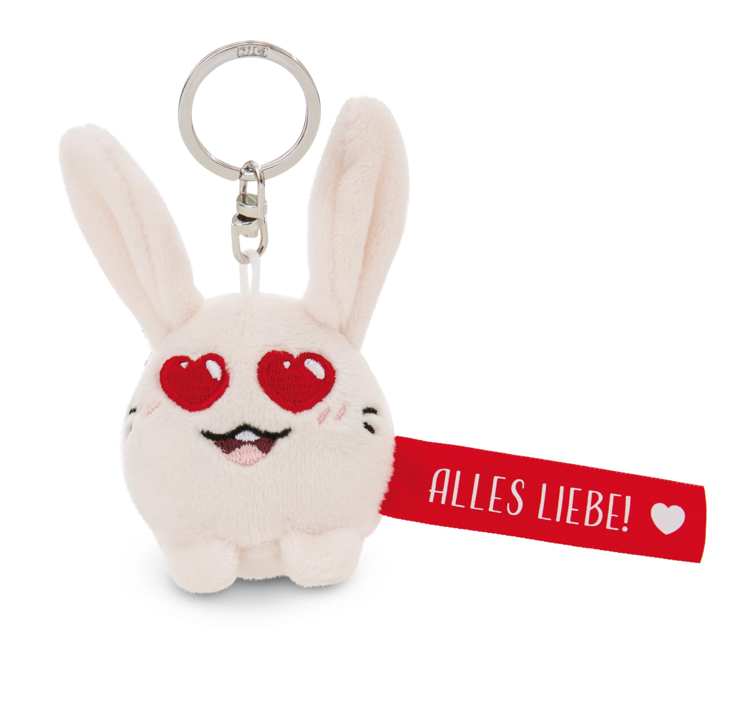 NICI Keyring Rabbit Alles Liebe 5 cm White Lover Companion for Backpack or Bag, Key Holder for Small and Large | 62051