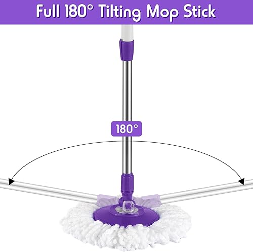 Miniatura 5 de Mango de repuesto para trapeador giratorio de 360 grados, mango telescópico giratorio de repuesto para cabeza, accesorios de limpieza doméstica para