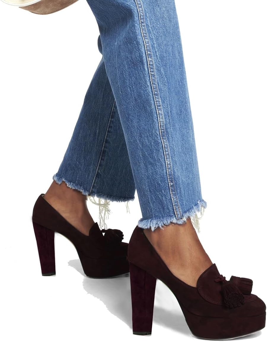 SHODENSE Women Vintage Chunky Platform Loafers Pumps Tassel Round Closed Toe Slip On Suede Block High Heel Dress Loafer Shoes Buckle Strap Oxford Loafers Fringe Pump Dressy Chic Sexy Y2k 4-11 M US - Image 2