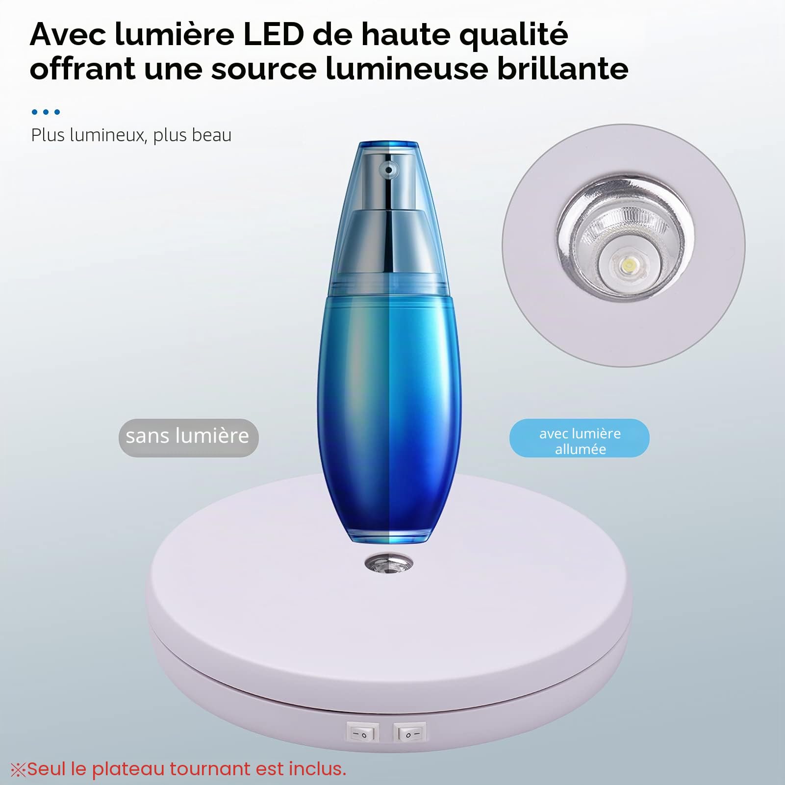 Andoer Platine tournante de Photographie motorisée électrique à 360 degrés Affichage Rotatif avec lumière LED pour l'affichage de Montre de Bijoux de Prise de Vue de Produit