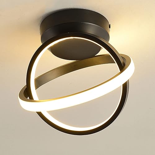 Miniatura 5 de CANEOE Lámpara de techo LED negra, lámpara de techo LED moderna de 3000 K, lámpara de techo de diseño creativo de metal para sala de estar,