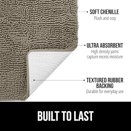 Vista 393 de Gorilla Grip - Tapete de baño de 30” x 20”, de felpilla gruesa, suave y absorbente, secado rápido, de microfibra, con reverso de caucho, para piso