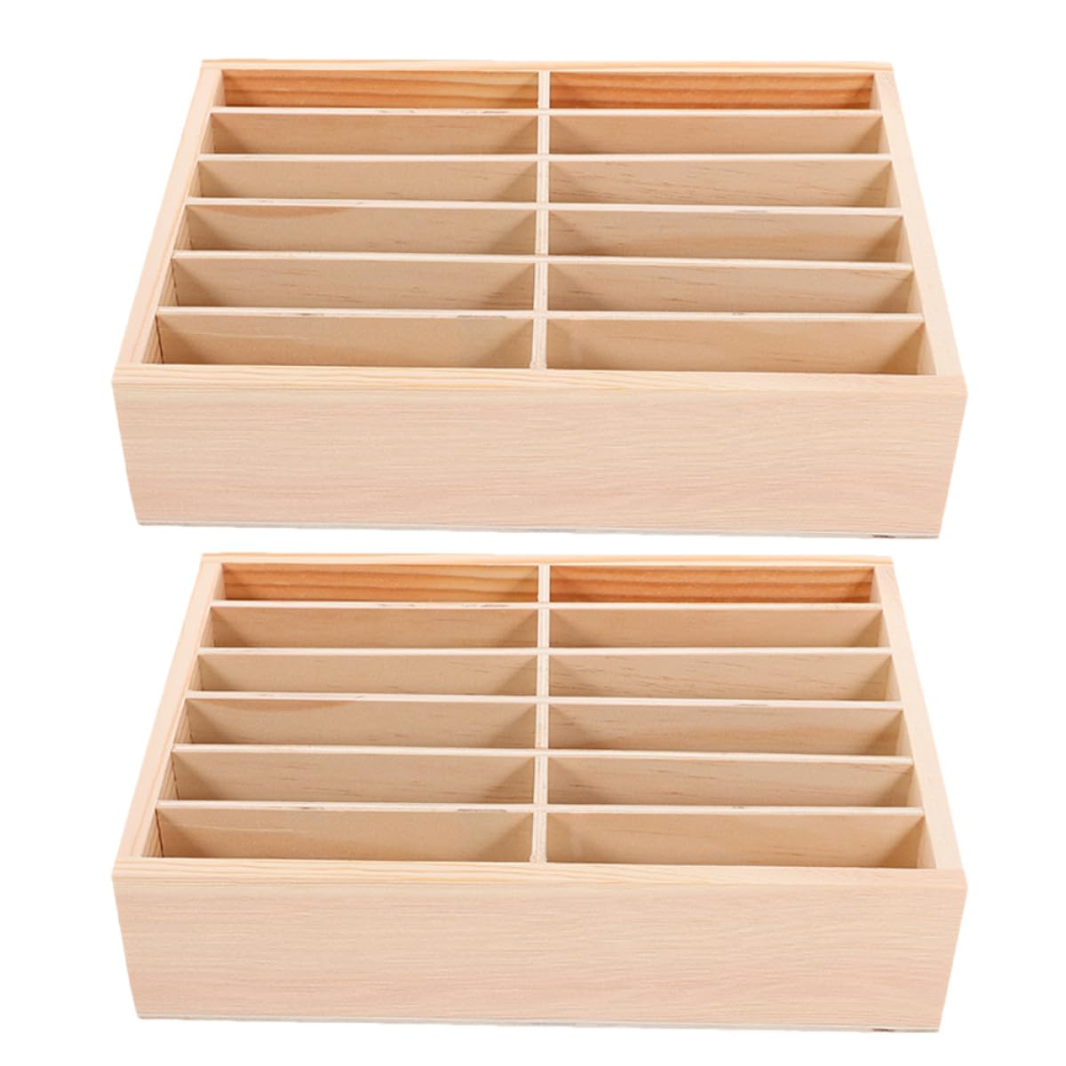 Cabilock Organizer per Cellulare da Ufficio in Legno 12 Slot, Supporto per Telefono da Tavolo Compatto, Scatola Portaoggetti per Cellulare per Aula e Sala Riunioni, Set 2 Pezzi