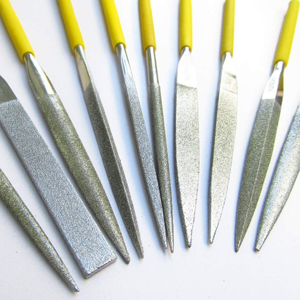 ZPECIAL Juegos de Herramientas manuales, Juego de limas de Metal, Juego de limas de Aguja de Diamante con Media caña, Lima Triangular y Redonda, Juego de limas de Madera for Piedra cerámica metálica