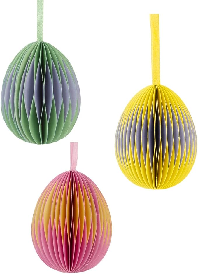 Talking Tables Adornos Colgantes De Papel 3D (Pack 3) – Bolas Honeycomb 8cm En Blanco, Verde Y Amarillo Para Árbol De Navidad