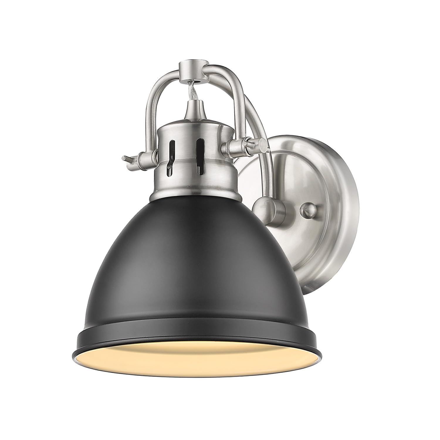 Golden Lighting 3602-BA1 PW-BLK Duncan Bath Vanity, 8.25"L x 6.5"W x 8.5"H, Pewter with a Matte Black Shade- Vanity Lights, Bathroom Vanity Lights, Bathroom Light Fixtures, Vanity Light