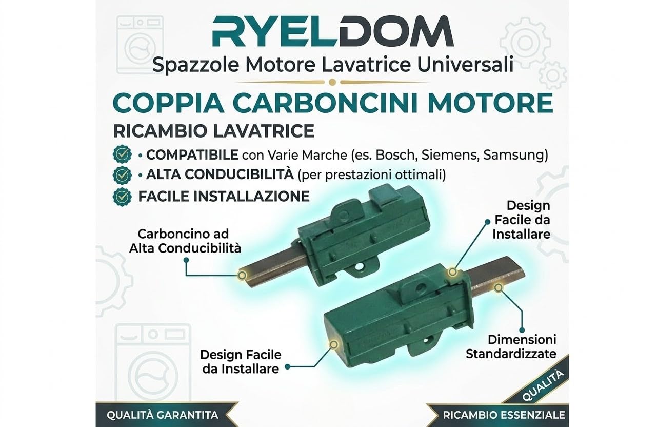 Coppia Di Spazzole Motore Per Lavatrice – Ricambio Compatibile Con Bosch E Siemens