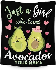 Blanket for Girls - 40"x50" Personalized Cute Avocado Throw Gifts - Black Soft Fuzzy Blankets for Bed, Couch & Living Room