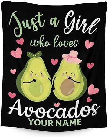 Blanket for Girls - 40"x50" Personalized Cute Avocado Throw Gifts - Black Soft Fuzzy Blankets for Bed, Couch & Living Room