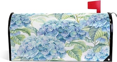 WOOR Hydrangea Watercolor Magnetic Mailbox Cover Standard Size for Garden Yard Outdoor Decorations-20.8