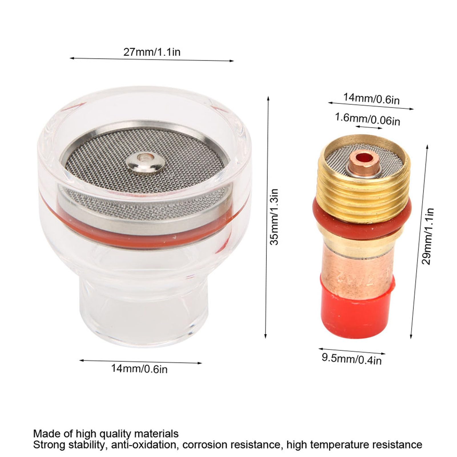 WP Torch Kit, Tig Torch Kit, Tig Torch Gas Lens Collet Glass Cup Accessoires pour Tig-17/18/26 (1,6 mm), équipement de Soudage Tig (1.6mm)