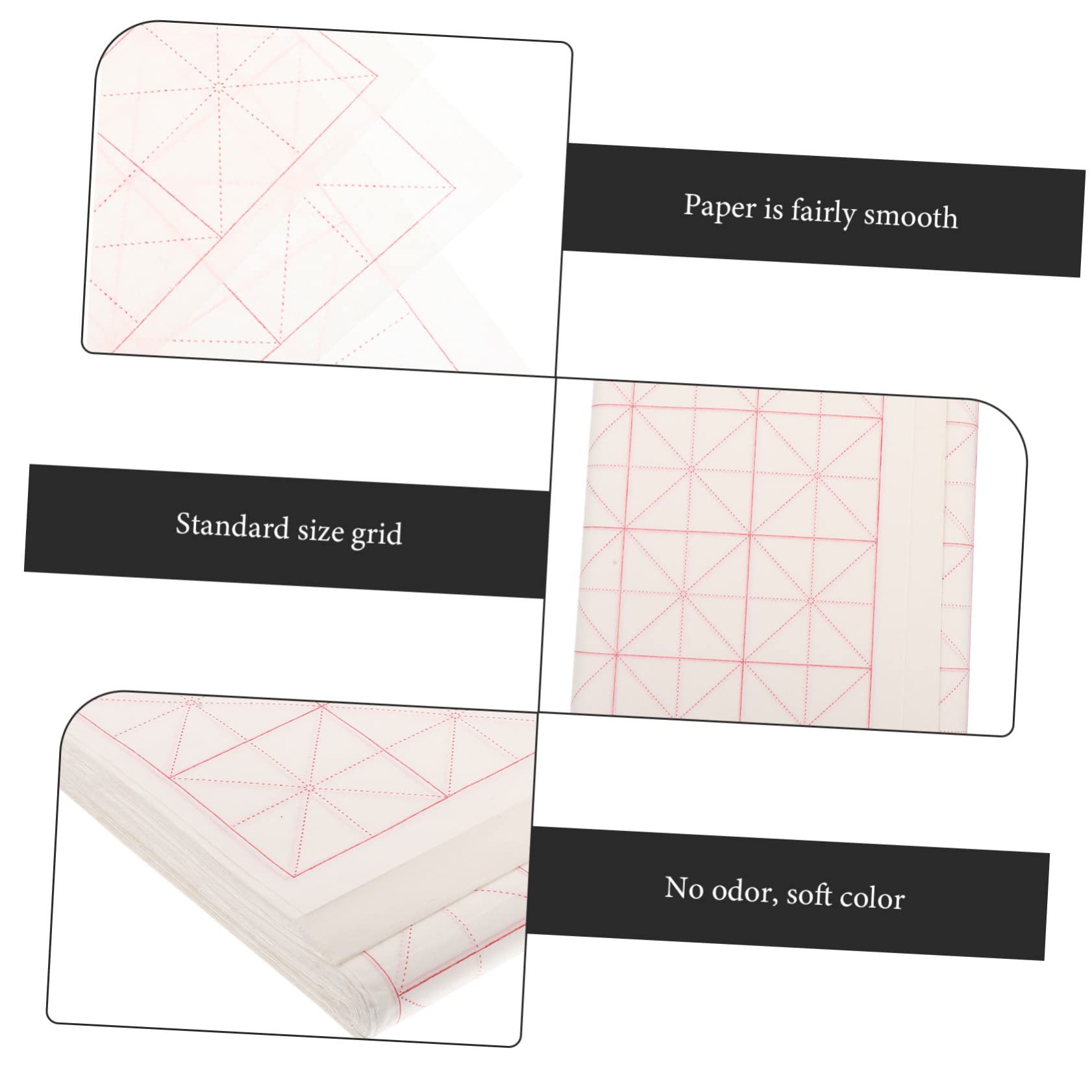 Anneome 100 Hojas de Papel de Arroz para Caligrafía Cuadrícula en Forma de Cruz, Papel Multiusos Blanco para Practicar Escritura y Dibujo en Casa