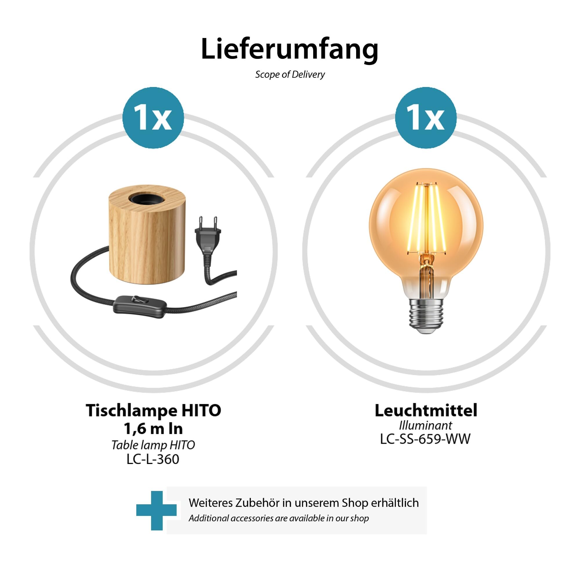 ledscom.de 2x lampa stołowa HITO, lite drewno, okrągła, w tym lampa LED złota maks. 818lm, 3-stopniowe ściemnianie, bardzo ciepła biel