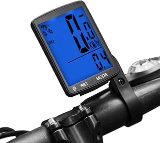 Dricar Bike Computer, Speedometer Wireless Waterproof Bicycle Odometer Automatic Wake-up Speed Distance Time Measure with Large LCD Back-Light Display