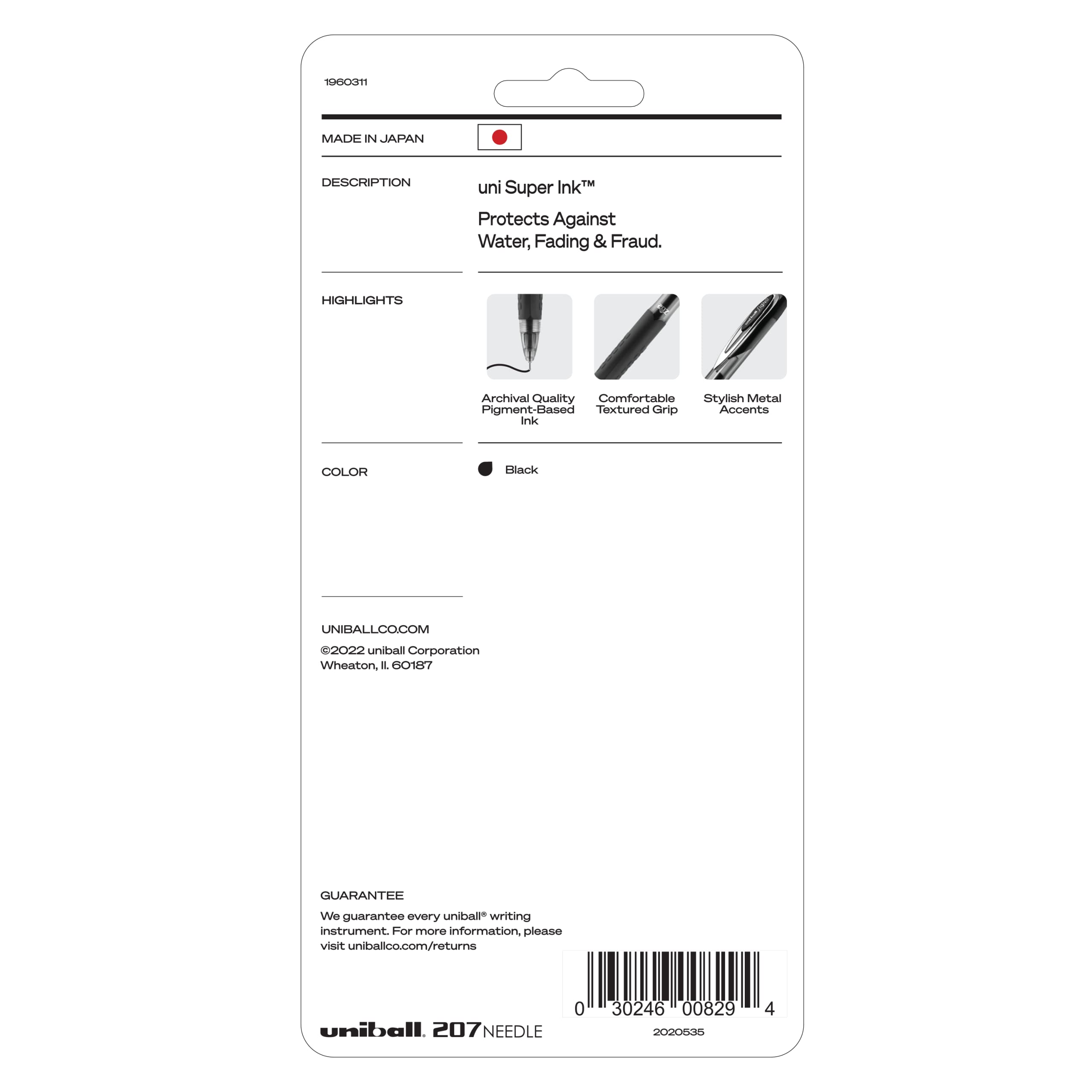 uni-ball 207 Gelschreiber, einziehbar, mittlere Spitze (0,7 mm), Schwarz, 5 Stück