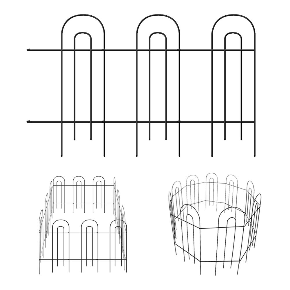 MIXXIDEA Garden Fence Border 14 Panel Metal Decorative 31.5inx20ft Garden Fencing Folding Rustproof Wrought Iron Garden Fence Animal Barrier Landscape Wire Fencing Edge Flower Bed Border Outdoor Black