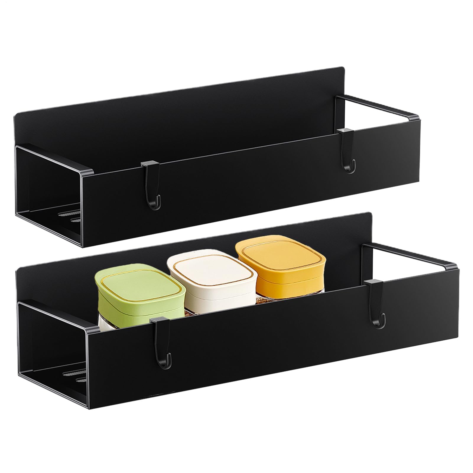 Lot de 2 porte-gobelets magnétiques pour cuisine et salle de bain, étagère magnétique multi-usage pour tasses à café, design noir et blanc pour maisons modernes