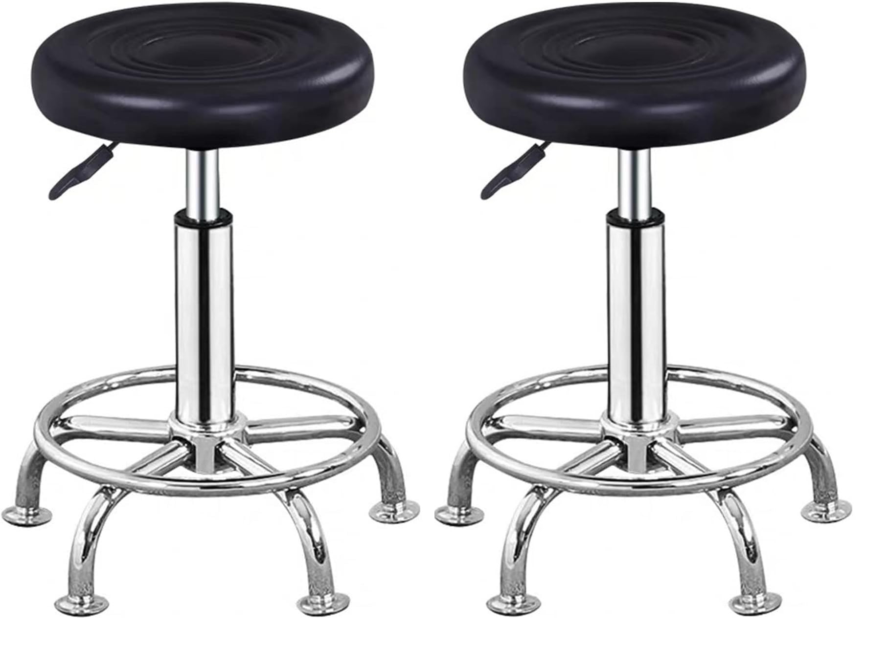 iyb® adjustable height stool (set of 2) – multi-purpose swivel chair for kitchen, office, bar, cafeteria, doctor's clinic – black finish with 10 free stoppers