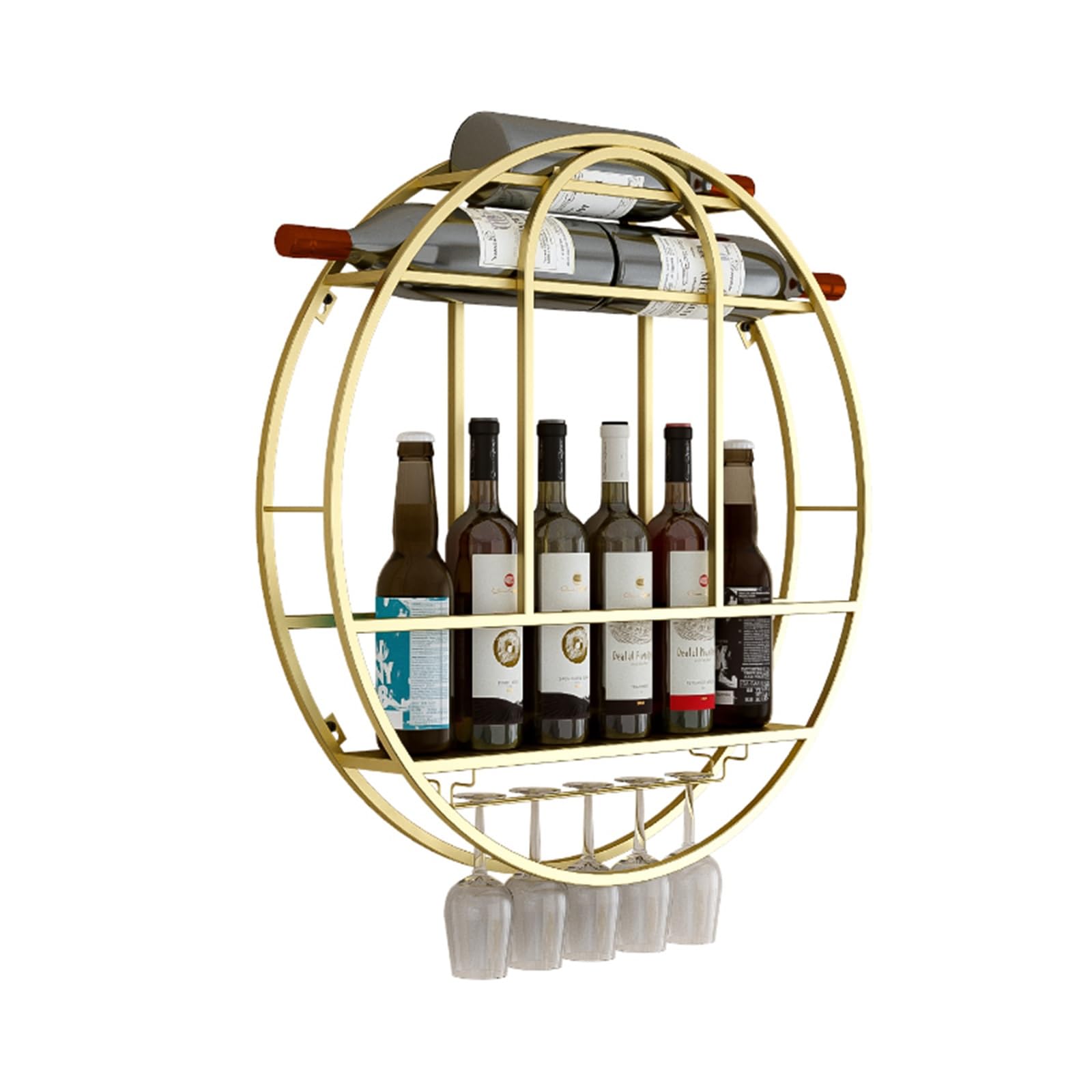 Étagère à liqueur moderne pour bar de maison et cuisine au design suspendu doré