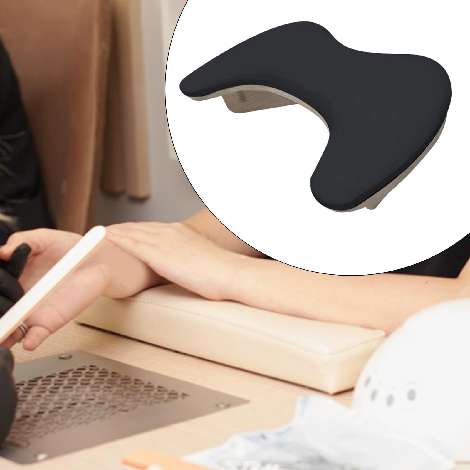 harayaa Poggiabraccio a forma di U in pelle PU Poggiamano per unghie Cuscino poggiamano per unghie Supporto staccabile Portatile per saloni Unghie Tech Home, nero