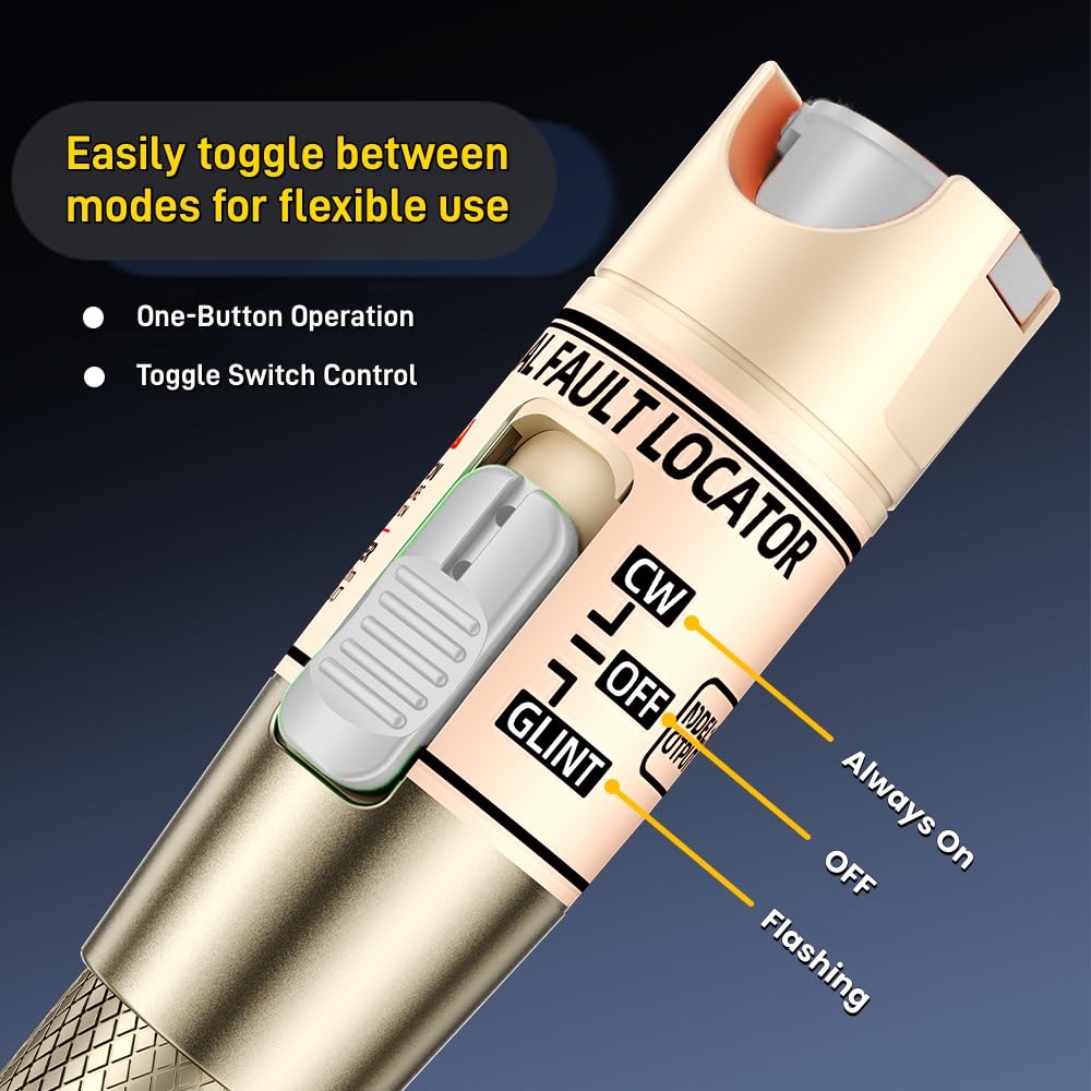 Localizador visual de fallas, kit de probador de fibra óptica VFL de 80 mW, 80 a 100 km, incluye adaptador FC macho a LC hembra, bolígrafo de luz roja para prueba de cable de red de fibra