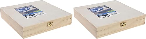 Plaid 40645e Caja de cigarros de madera natural, beige, 1.7 pulgadas de alto x 8.3 pulgadas de largo x 8.1 pulgadas de ancho (paquete de 2)