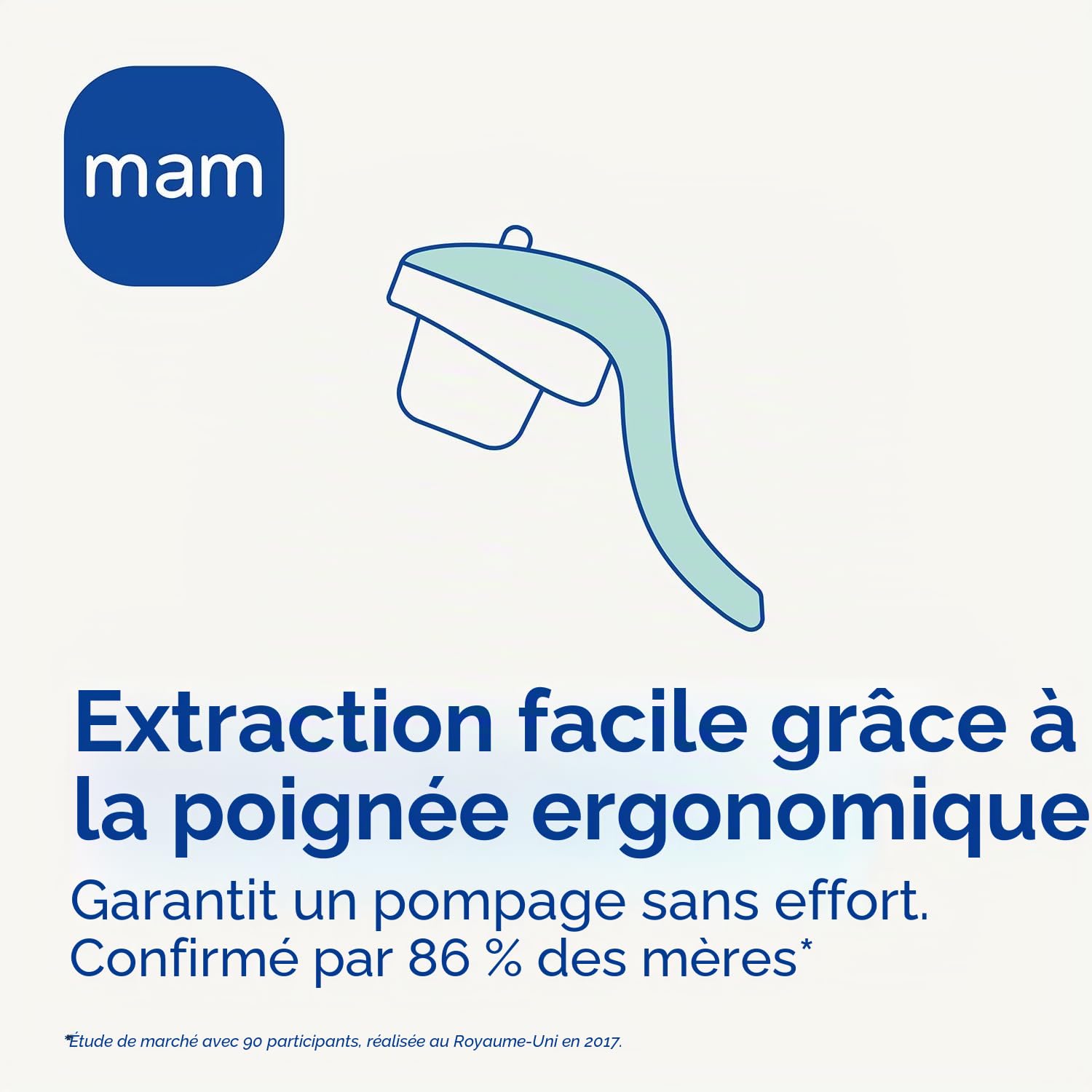 MAM Tire-lait manuel, manipulation facile et relaxante, efficace, hygiénique et confortable avec extraction directe dans le biberon ou le récipient de conservation, comprend un biberon MAM Easy Start