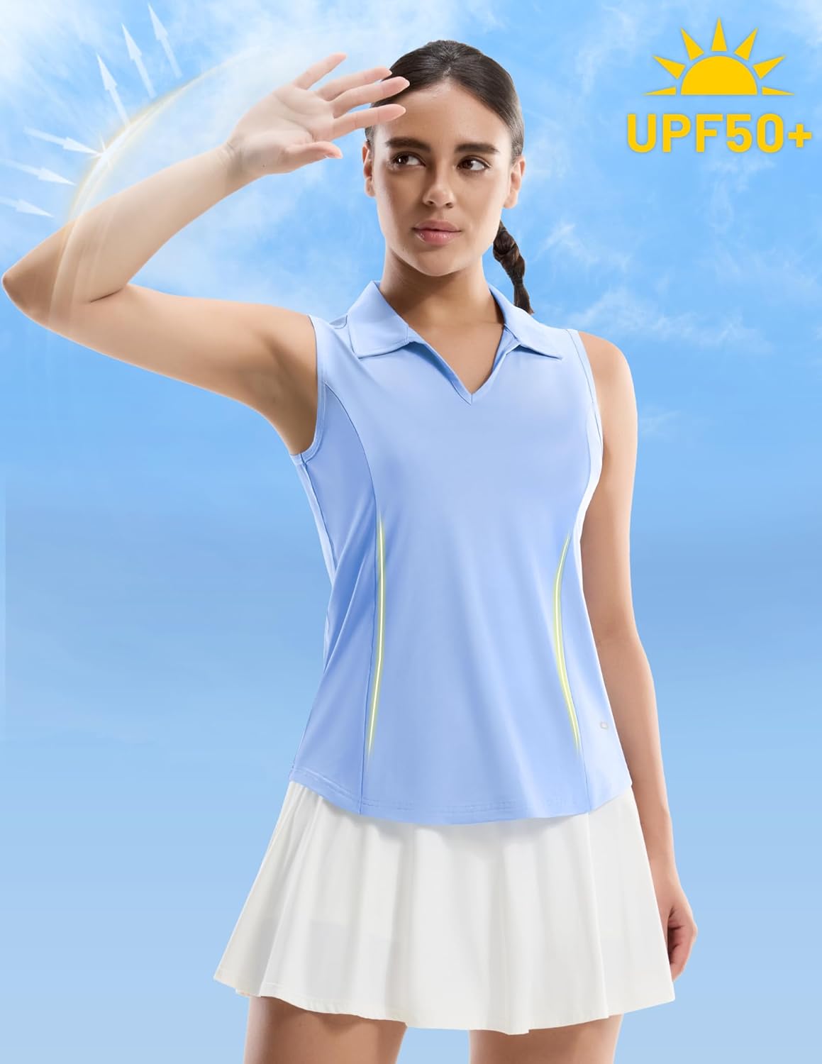 MIER Women's Sleeveless Golf Polo Shirts, Dry Fit V Neck Collared Tank Tops, Tennis Athletic UPF 50+ Shirt for Workout Casual - Image 5