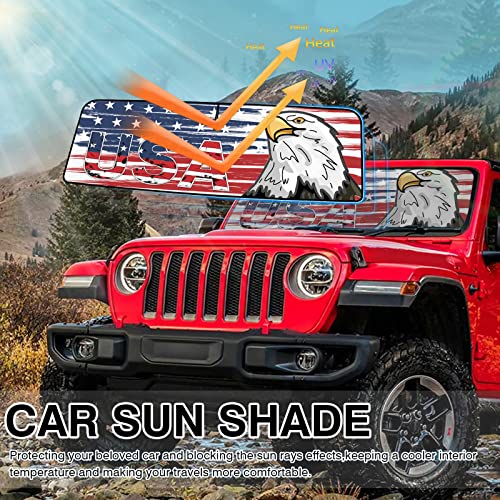 Image of Canvcle Windshield Flag Sun Shade Sun Visor Heat Shield for 2018-2026 Jeep Wrangler JL & 2 /4 Door 4XE & 2020-2026 Jeep Gladiator JT Thicken 3-Layer Keep Vehicle Cool Protect Your Car from Sun Heat