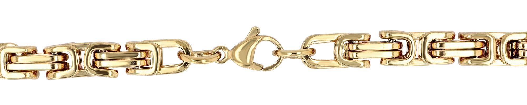 Akzent Cadena bizantina para hombre de acero inoxidable, 60 cm, color dorado, de moda, ideal para el día a día y el tiempo libre