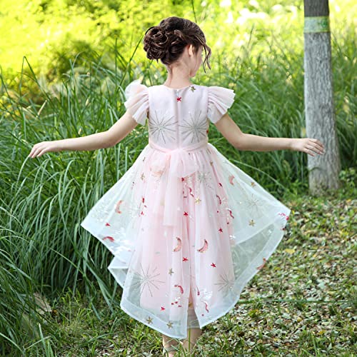 Sunny Fashion Girl Dress Pink Tulle Sequin Unicorn Star Moon Party Ruffle2