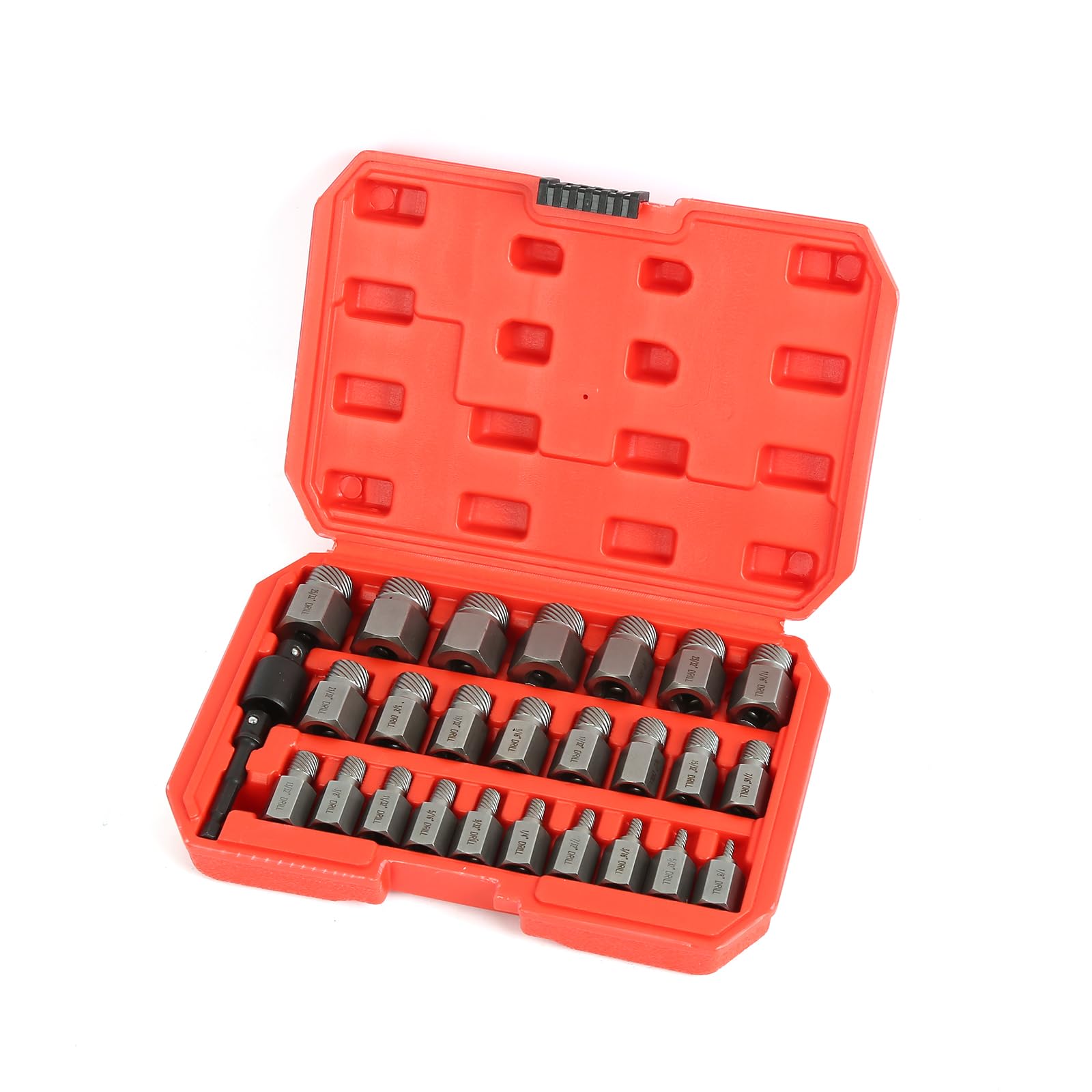 Juego de extractores de Tornillos, 27 Piezas, 3/8" de Pulgada, Juego de extractores de Pernos de fácil extracción, multiestrías, para Quitar Pernos, Tornillos y espárragos Rotos