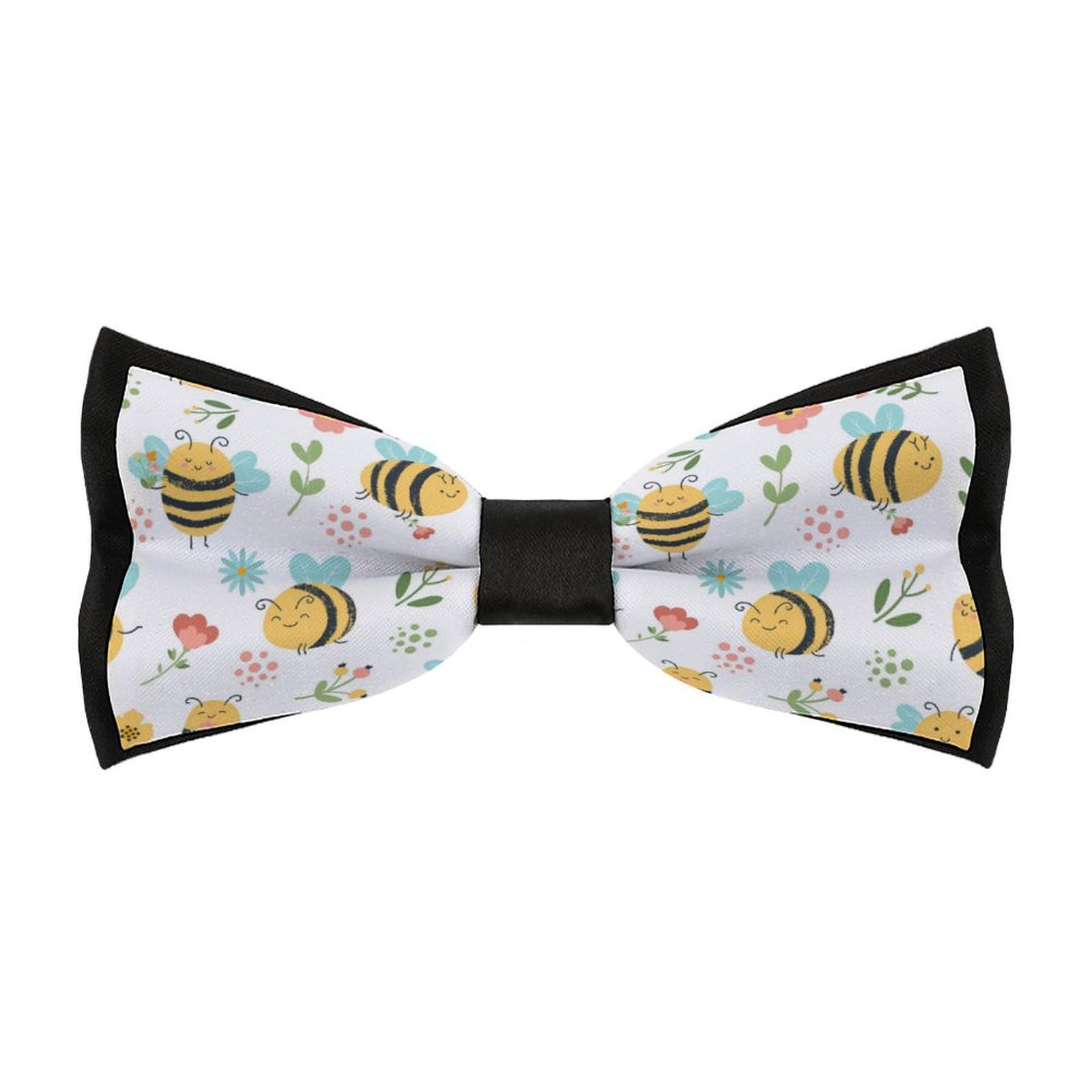 Lyfthologen Men's Pre-Tied Bow Tie,Bee Flower Bow Tie, Adjustable Neck Bowtie for Parties