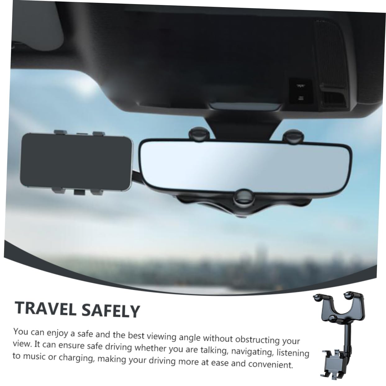 BESTonZON Supporto per Telefono Auto per Cruscotto o Specchietto, Supporto Smartphone Multi-Angolo, in ABS e Colla PU, Antiscivolo