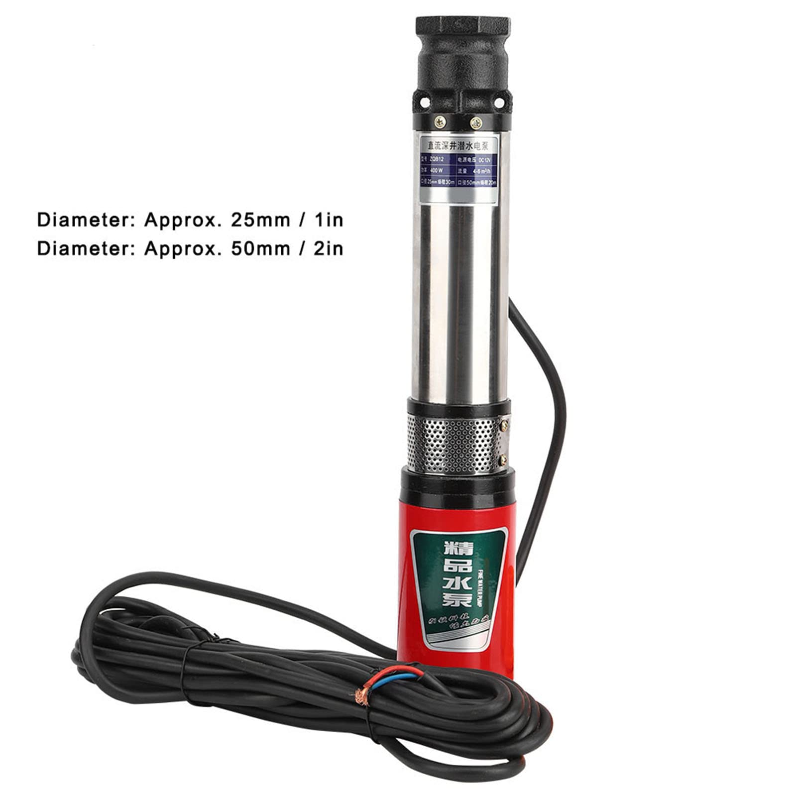 Bomba Sumergible de Alta Potencia DC12V, Bomba de Agua de Succión única Duradera para Uso en Pozos Profundos, Acero Inoxidable de 400W