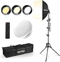 Skytex Kit de iluminación Softbox (1-2 unidades), caja suave de 16 x 16 pulgadas, actualización de 135 W, 2700-6400 K, 100 V-240 V, E27, iluminación de fotografía continua, equipo de luz de estudio fotográfico para grabación de video y grabación de video