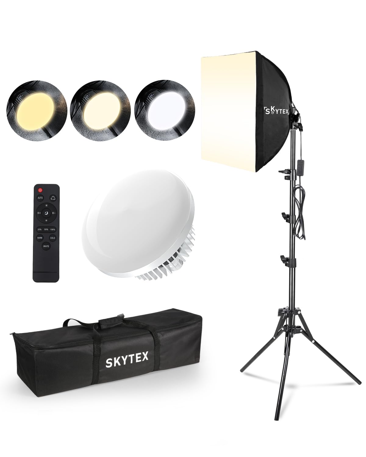 Skytex Softbox Lighting Kit(1Pack), 16x16in Soft Box|Upgrade 135W 2700-6400K 100V-240V E27 LED Bulb Continuous Photography Lighting, Photo Studio Lights Equipment for Camera Shooting, Video Recording