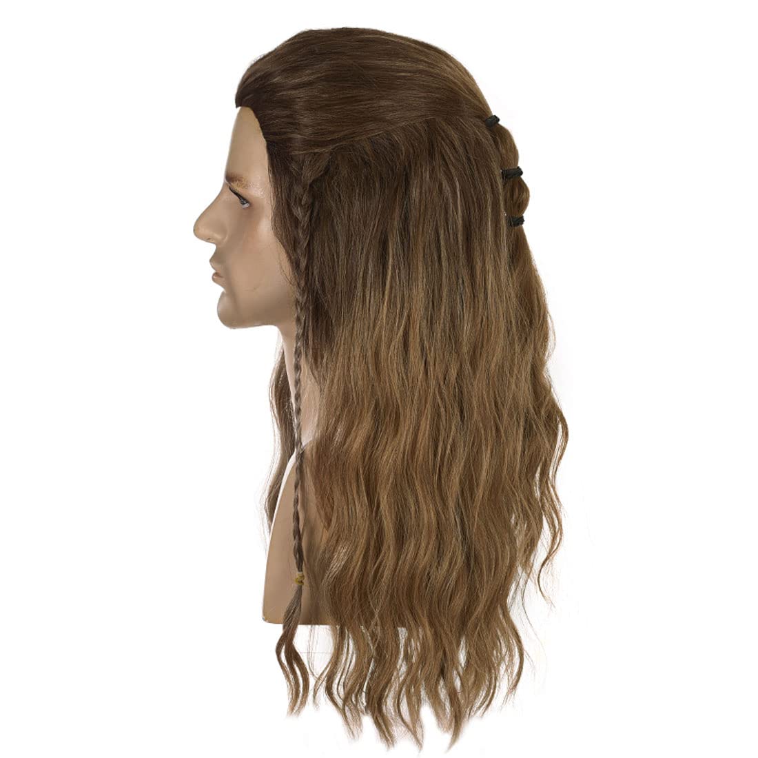 Brown Mix Mens Wig | Long Curly Pelucas Briaded Style Brown Blonde Mix Mens Wig (Movie Costume)
