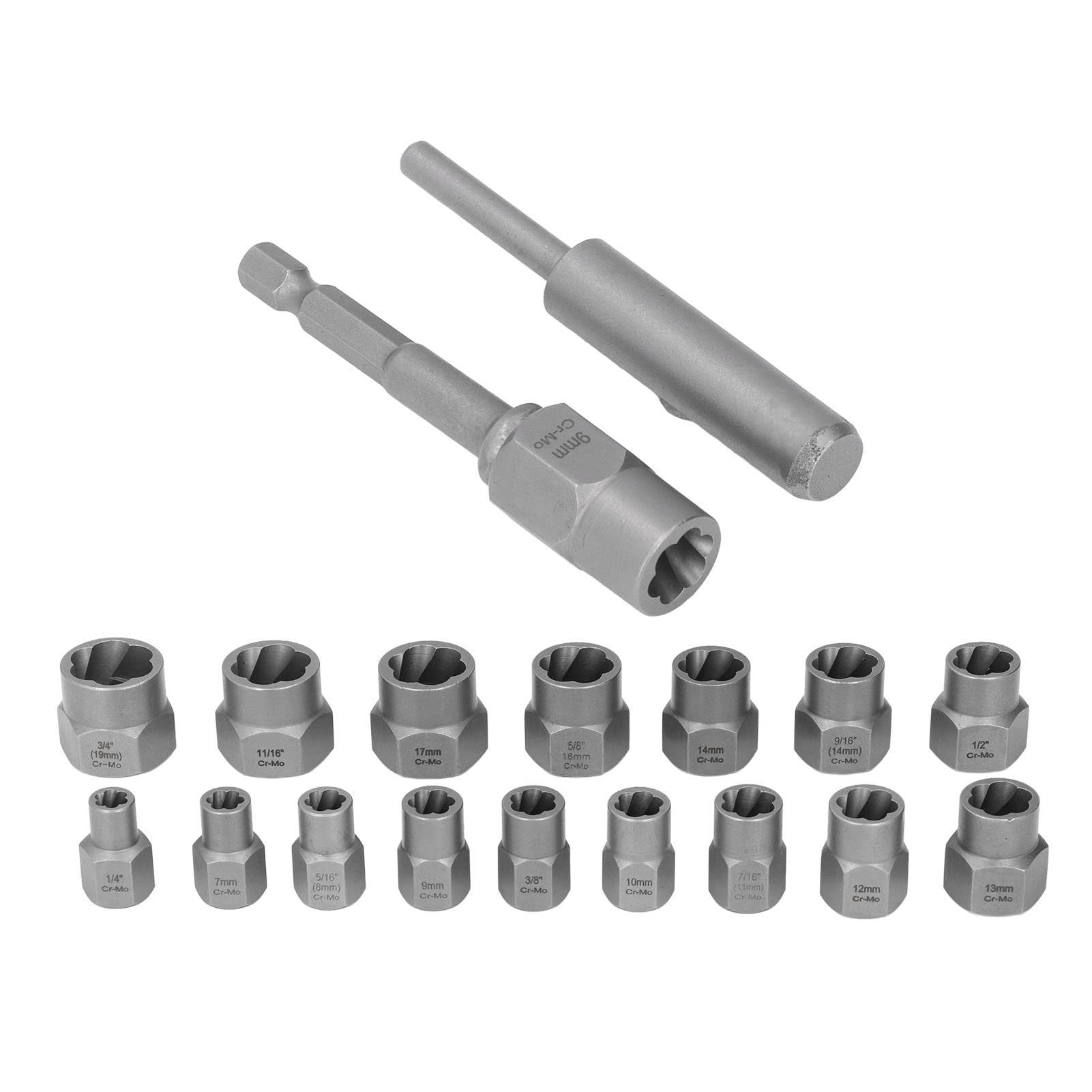 Extractor de Tornillos de 18 Piezas, Juego de Herramientas para Quitar Tuercas Dañadas de Pernos Rotos con Adaptador de Pasador Extraíble Flautas en Espiral Inversas, para