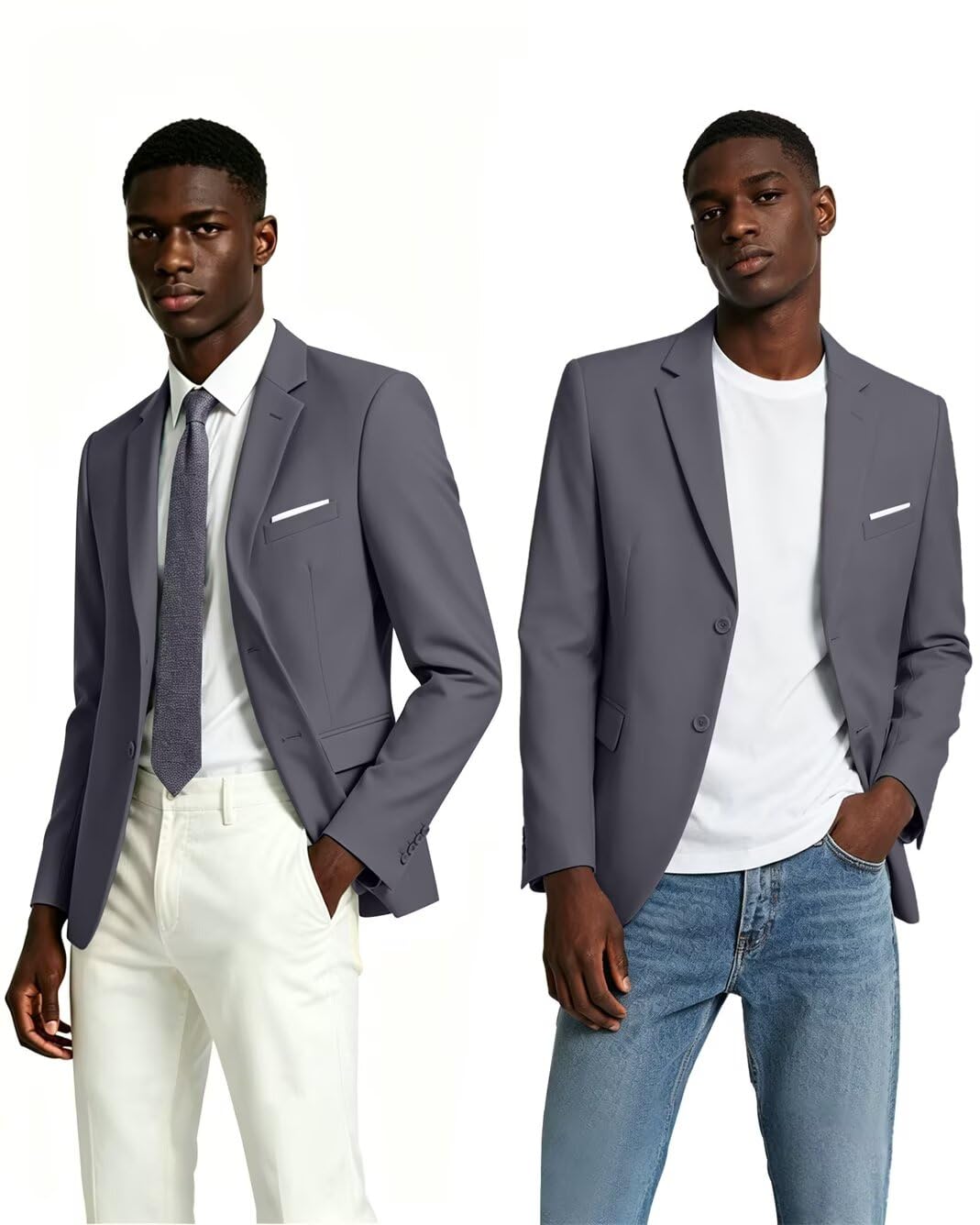 Giacche da uomo casual a due bottoni slim fit blazer abito separa cappotto sportivo con tasche per matrimoni e feste, grigio scuro, 5XL