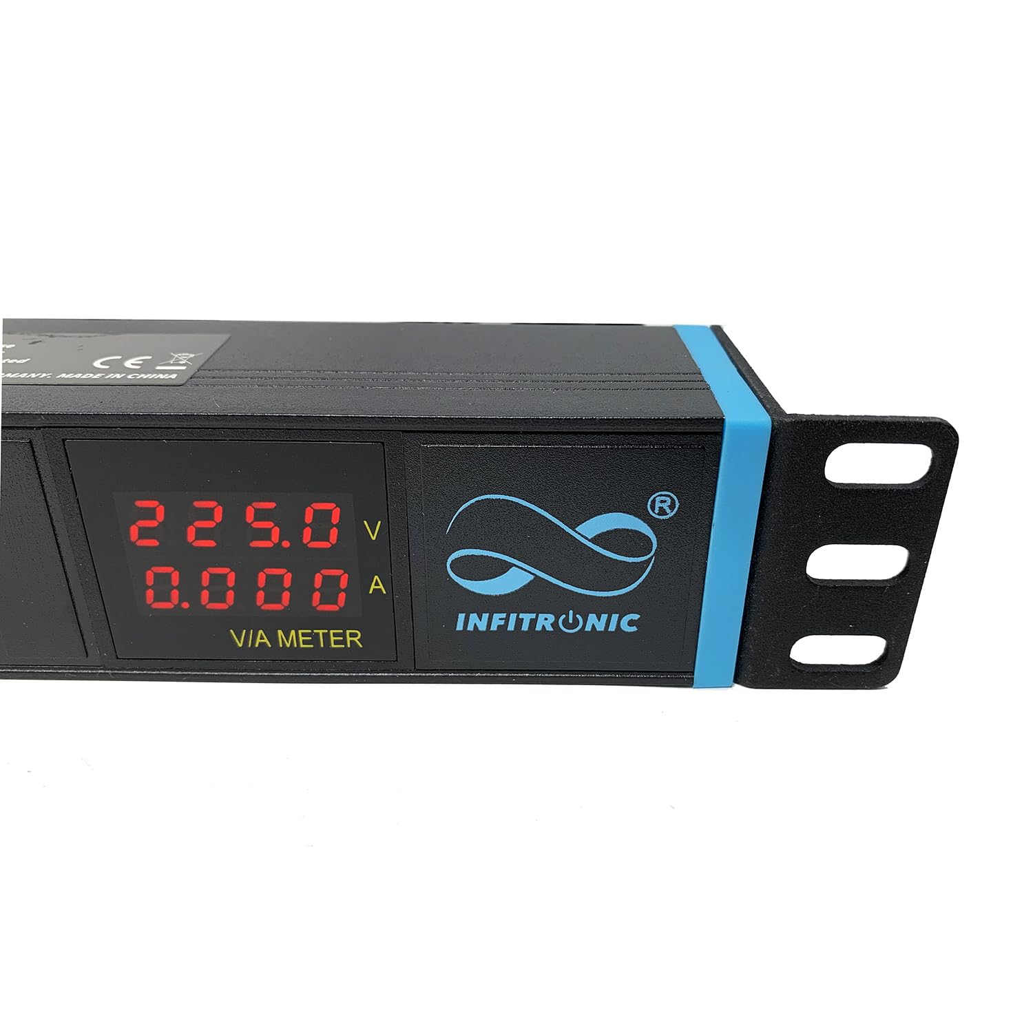 Infitronic - INSV1014-19 pouces 1HE 7 prises Bloc de courant avec voltage et ampèremètre numérique