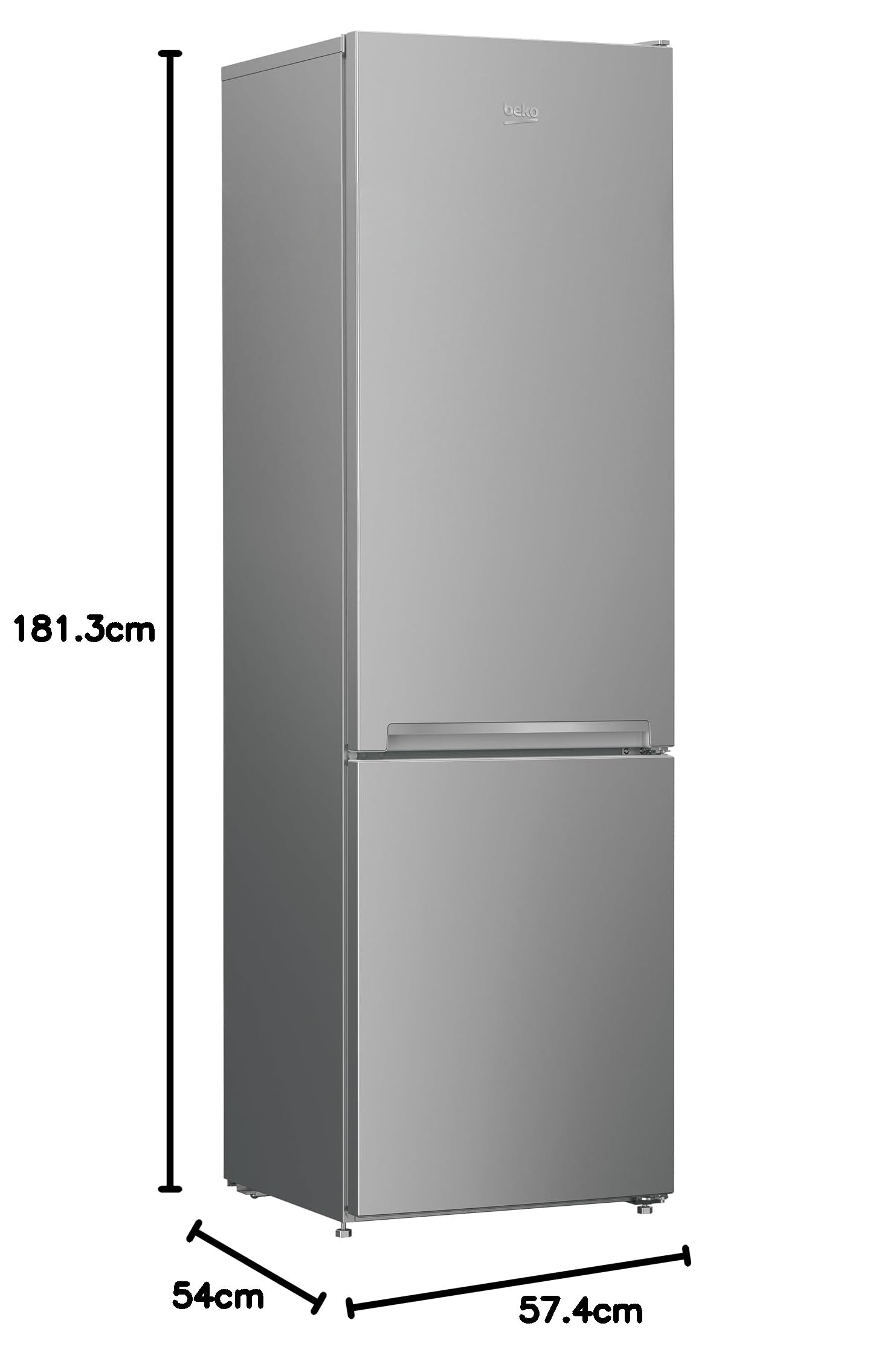 Beko RCSA300K40SN freistehende Kühl/-Gefrierkombination, 291 l Nettovolumen, 204 l Kühlen, 87 l Gefrieren, MinFrost, Automatische Abtauung im Kühlteil, 3 Gefrierschubladen, Silber