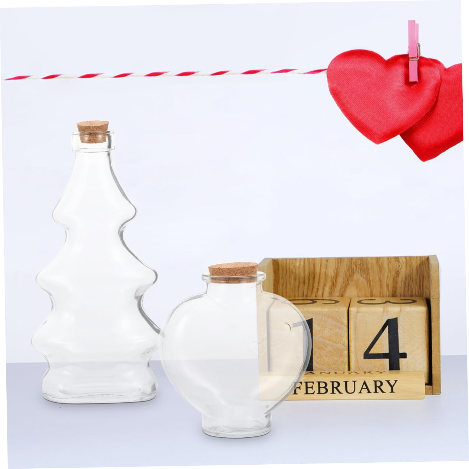 Cabilock Botellas Decorativas Formas de Árbol y Corazón Conjunto de 3 de Vidrio y Multifuncionales Ligeras para Ceremonia de Arena en Bodas para Decoración DIY