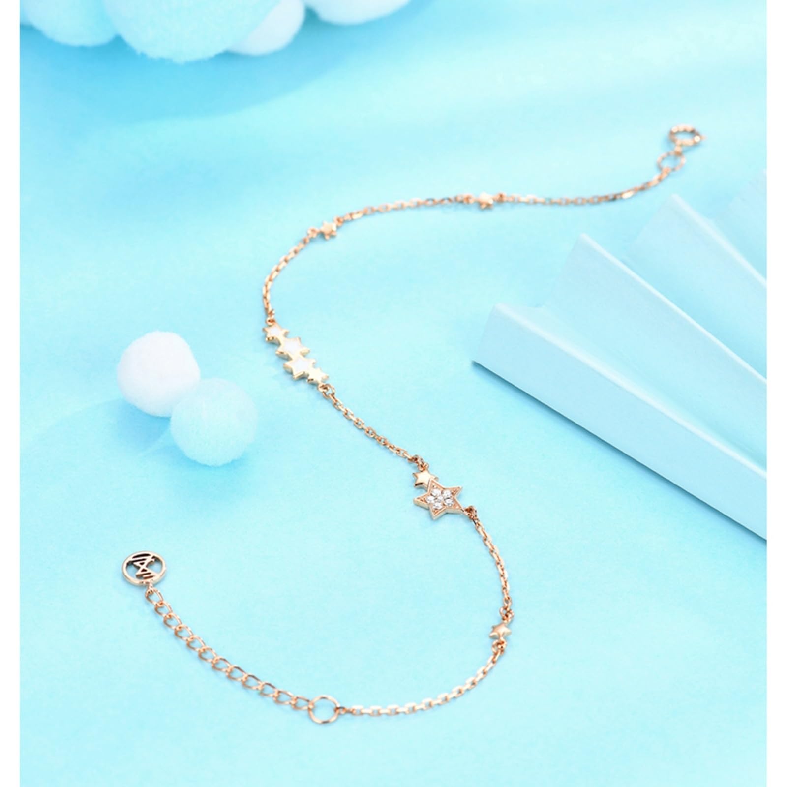 Bracciale Oro Rosa 18k/14k/9k, Bracciale Donna con Diamante 0.03ct 16-18 cm Estensione 4 cm, Braccialetti Sposa Fidanzati