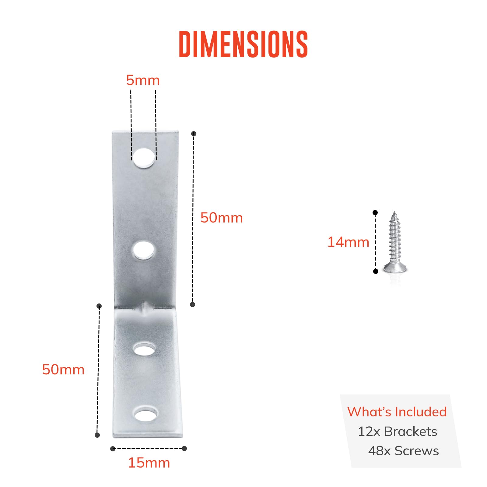 ZAVIA 10 Pcs Right Angle L Brackets for Wood, Silver, 60 mm - Image 2