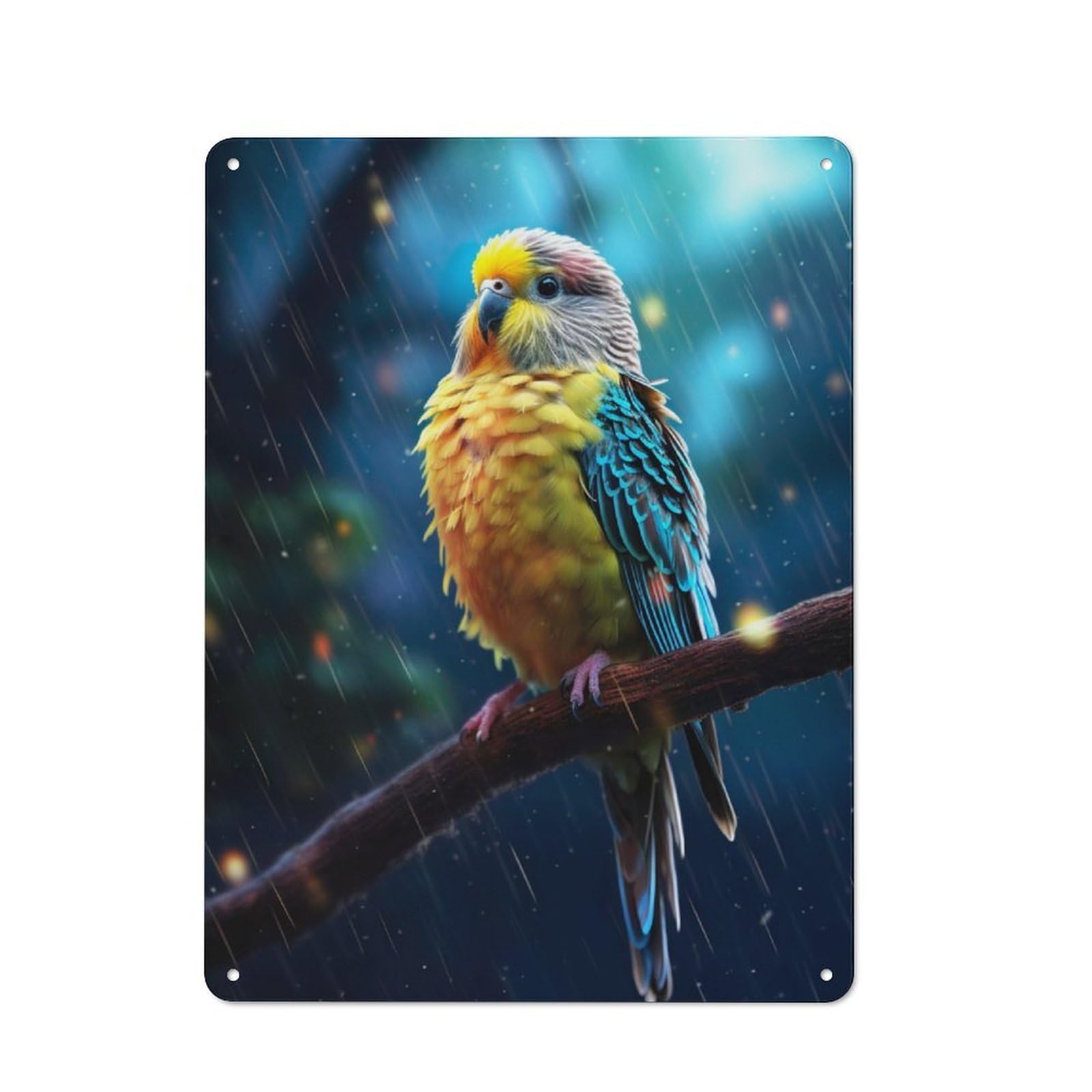 Junmoney Epic Rainy Budgie Bird Cottage Style Country Metal Sign 40X30cm, Farmhouse Wall Decor For Farmhouse Kitchen, Pantry Or Dining Area
