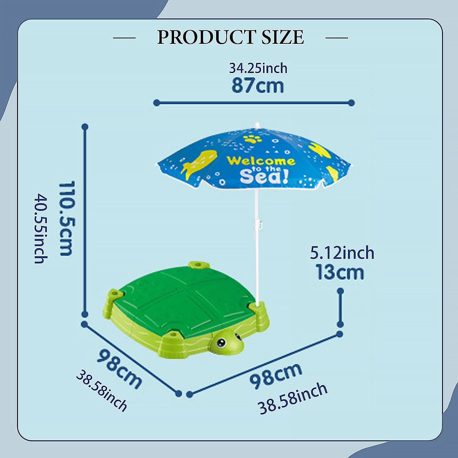 Kindersandkasten mit Deckel Und Sonnenschutz, Tragbarer Sand Und Wassertisch, Spielkiste Und Strandbadewanne Aus Robustem Und Sicherem PP, Geeignet F, Schildkröte