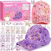 ENCOUN Geschenke für Mädchen DIY Baseballkappe, Geschenk Mädchen 4 5 6 7 8 9 10 11 12 Jahre, Basteln Mädchen Baseballkappe Spielzeug mit 10 Aufkleber, Weihnachten Geschenke Bastelset für Kinder