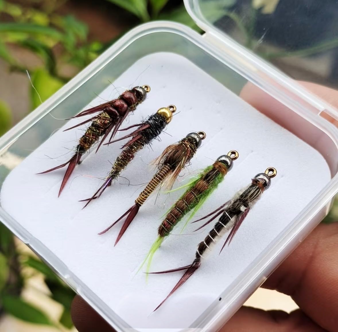 AMZfishing® Messeneuheit 2025-5 Stück Steinfliegen-Nymphen | Fliegen zum Forellenangeln | Fliegenangeln Forelle | Fliege Forelle | Fliegenfischen Äsche | Steinfliegen Nymphen